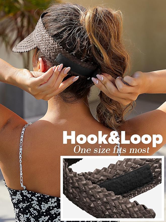 Straw Sun Visors & Hats for Women - Packable Beach Hats, Handmade, Sun Protection