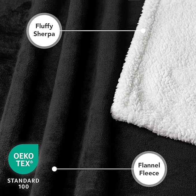 PetAmi Waterproof Dog Blanket for Small Medium Dog Puppy Cat Throw for Couch Cover Leakproof Protection, Sherpa Fleece, Reversible Soft Washable 29x40 Black