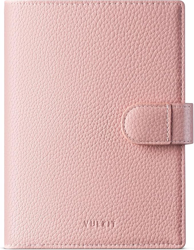 VULKIT Leather Passport Wallet for 2 Passports Slim Double Passport Holder RFID Blocking Passport Travel Wallet with ID Window for Women
