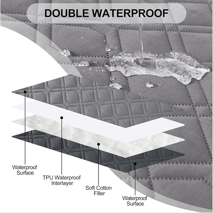 Smiry Waterproof Dog Blanket, 30x53 Inch Soft Pet Bed Cover Reversible, Washable Sofa Couch Furniture Protector for Small Medium Large Dog Puppy Cat, Geometric, Grey/Dark Grey