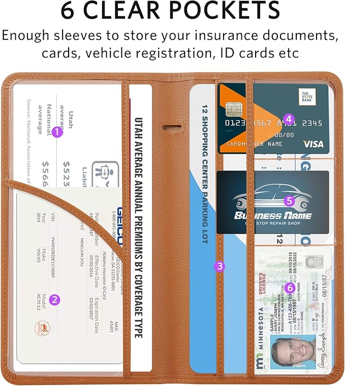 CoBak Car Registration and Insurance Holder - Vehicle Glove Box Car Organizer,Auto Truck Comparment Accessories Case with Magnetic Closure for Driver License,Cards