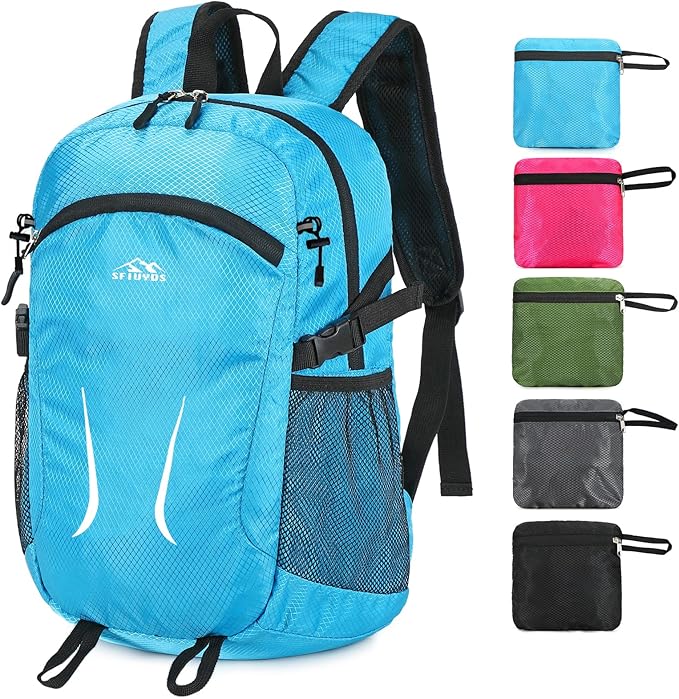 Small Hiking Backpack 35L Travel Lightweight Hiking Packable Daypack Water-Resistant Foldable Backpacks for Women Men Camping (Blue)