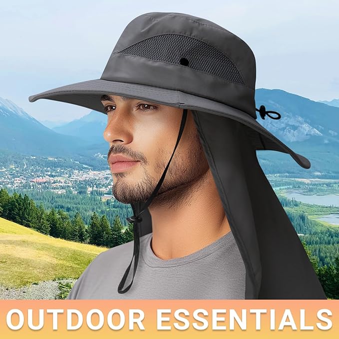 PFFY Sun Bucket Hats for Men Women 3” Wide Brim UPF 50+ Fishing & Beach Hat