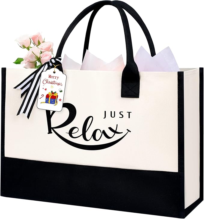 BAGAIL Initial Tote Bag, Personalized Birthday Gifts for Women, Teacher, Friends, Mom, Wedding, Monogrammed Beach Bag