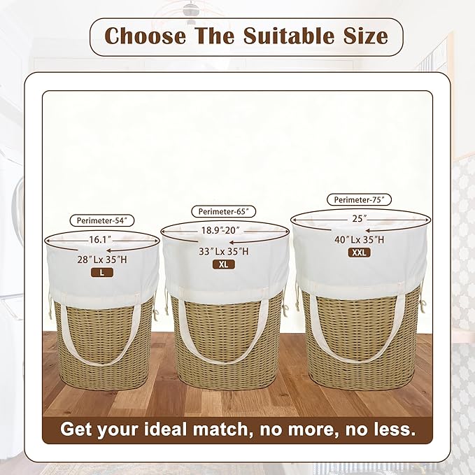 Canvas Laundry Bag with Handles & Drawstring Closure 27.5”x35", Thick Cotton Laundry Bag Large Heavy Duty Washable Dirty Clothes Travel Sack for Camp, College Dorm, Laundromat (Beige L, 2 Pack)