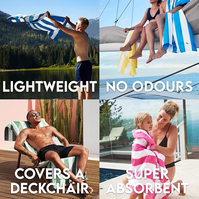 Dock & Bay Beach Towel - Quick Dry, Sand Free - Compact, Lightweight - 100% Recycled - Includes Bag - Cabana - Waikiki Coral Red - Extra Large (200x90cm, 78x35)