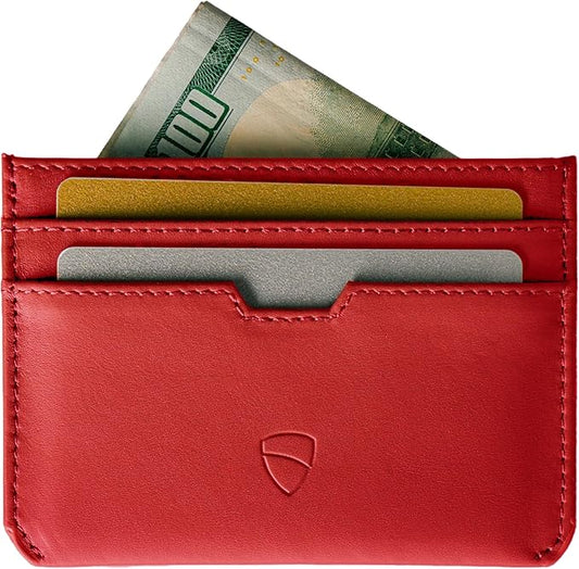 Vaultskin MOORGATE Slim Card Holder - Minimalist Leather Wallet, RFID Blocking Sleeve, Fits Front Pocket, for Men and Women