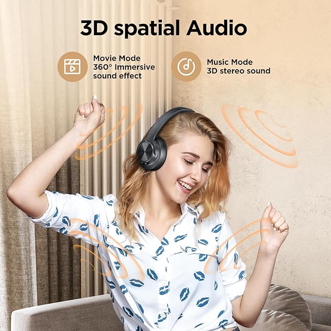 Noise Cancelling Headphones: Wireless Over Ear Bluetooth Headphones with 130H Playtime - Hi-Res Sound Custom EQ via App Deep Bass Comfort Fit Ear Cups for Travel Home Office