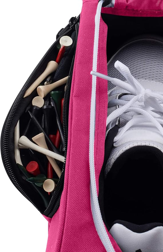 Athletico Golf Shoe Bag - Zippered Shoe Carrier Bags With Ventilation & Outside Pocket for Socks, Tees, etc. (Pink)