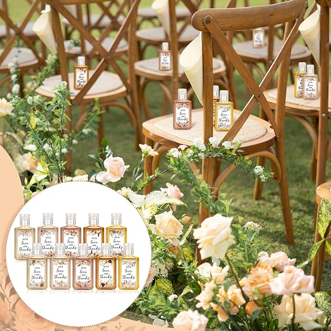 50 Pcs Bohemia Mini Hand Sanitizer Bulk Thank You Gift Favors Small Hand Sanitizer for Guest 1fl oz Travel Size Hand Soap Gift for Wedding and Baby Shower Supplies