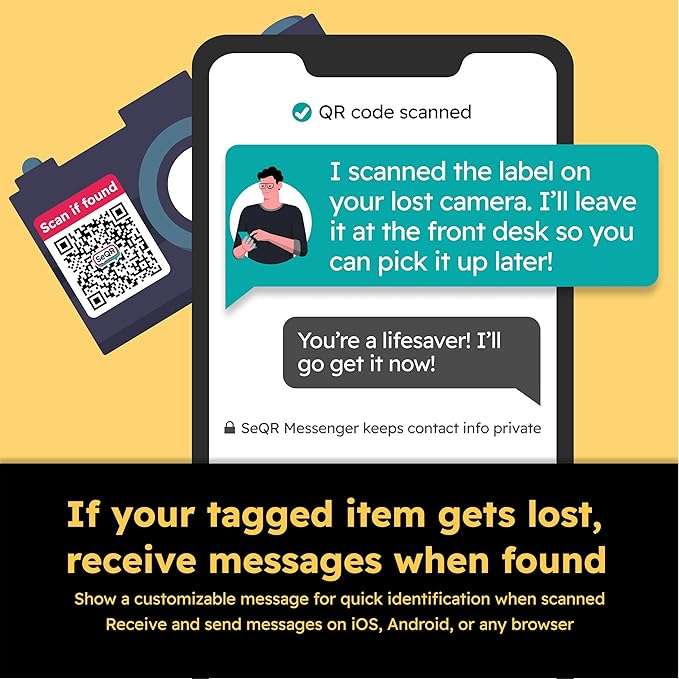 Lost Item Labels | Secure, Private Messaging Tags for Recovering Personal Items | QR Smart Labels for Travel, Everyday & Family Belongings Like Passports, Wallets, Toys | Safeguard Personal Info (24)