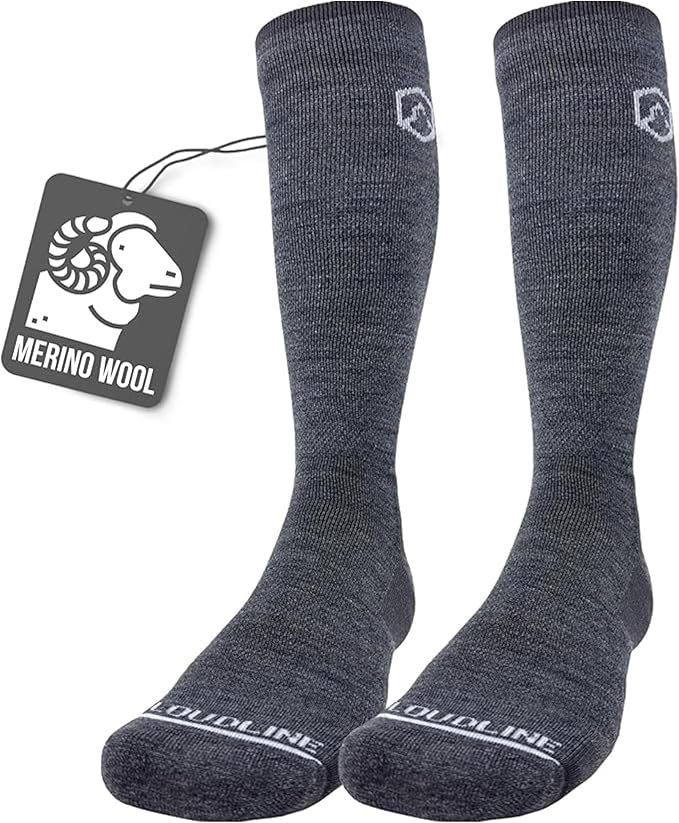 CloudLine - Merino Wool Graduated Compression Socks for Men and Women - Ultralight, Moisture Wicking, Made in USA - 1 Pair