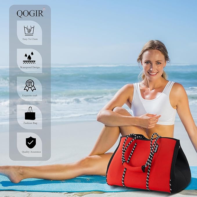 QOGiR Neoprene Multipurpose Beach Bag Tote with Inner Zipper Pocket … … … …