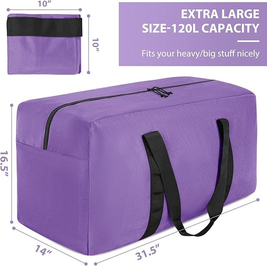 Extra Large Travel Duffle Bag, 120L Gear Bag for Men and Women, Storage Bag Ideal for Overnight Camping and Weekend Getaways