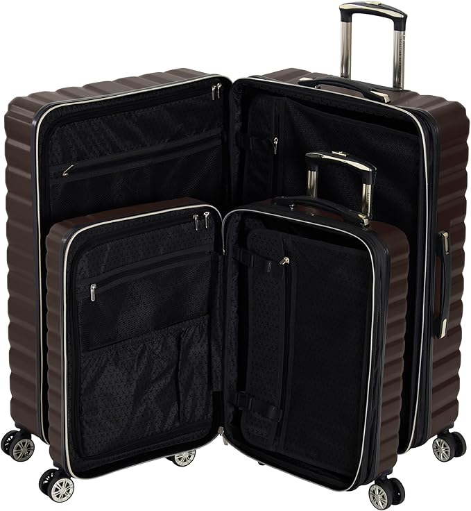 Kenneth Cole REACTION Women's Madison Square Hardside Chevron Expandable Luggage, Chocolate Brown, 2-Piece Set (20" & 28")