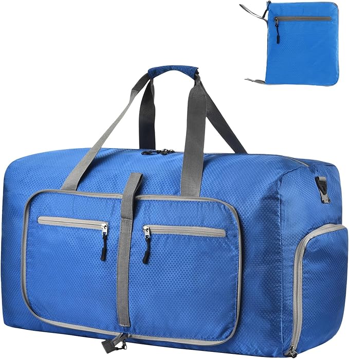 Dimayar Travel Duffle Bag for Men Women - Foldable Duffel Bag with Shoes Compartment - Overnight Bags Waterproof & Tear Resistant(85L,Navy Blue)