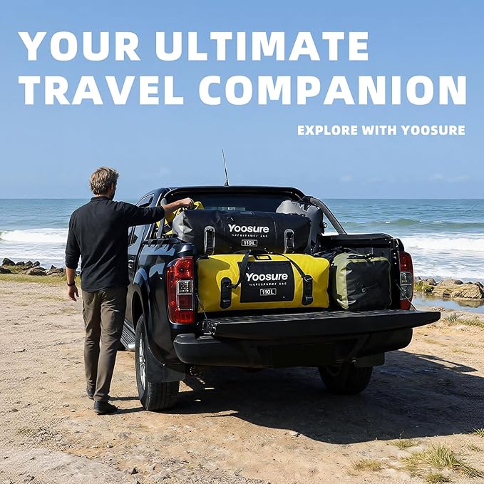 Waterproof Duffel Bag 110L - Marine Dry Bag with 700D PVC & Airtight Zipper, Extra Large Duffle Bag for Camping, Rafting, Kayaking, Boating, Car Roof Storage (Green)