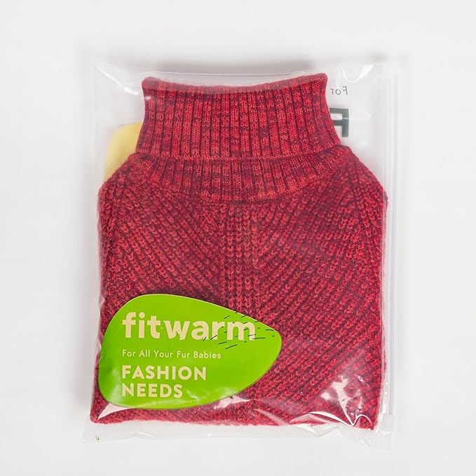 Fitwarm Knitted Turtleneck Dog Sweater, Thermal Dog Winter Clothes for Small Dogs Boy Girl, Holiday Pet Outfit, Heather Dark Red, Medium