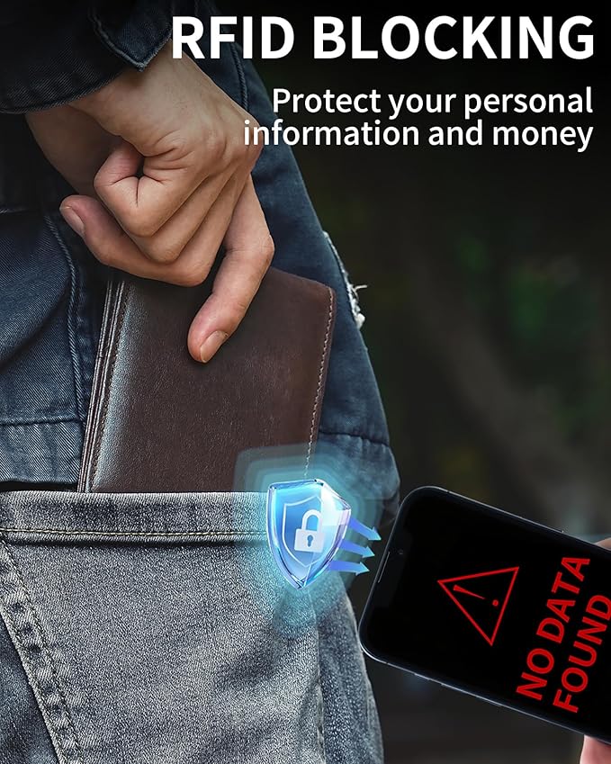 Artpaxy Mens Wallet Bifold Genuine Leather RFID Blocking Wallet for Men with 1 ID Windows 13 Card Holders 2 cash pockets 1 Gift Box