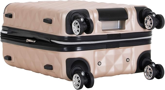 Kenneth Cole REACTION Diamond Tower Collection Lightweight Hardside Expandable 8-Wheel Spinner Travel Luggage, Rose Gold, 20-Inch Carry On