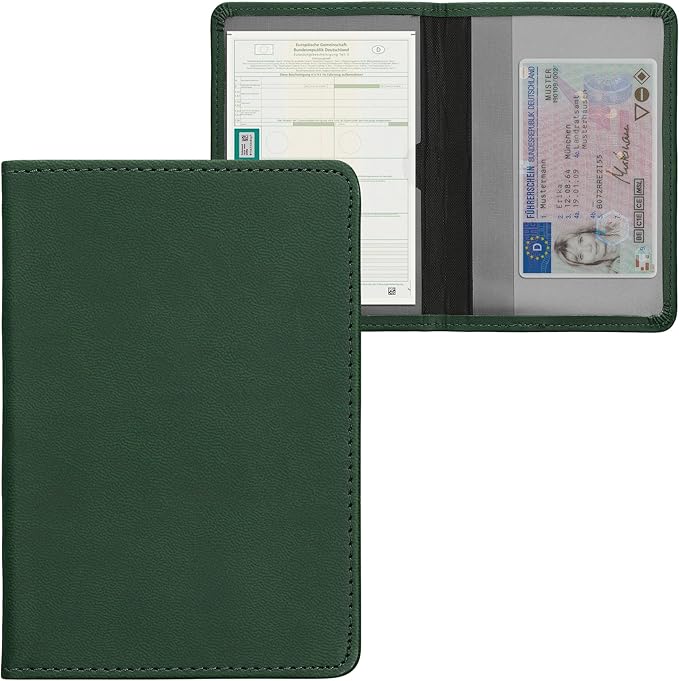 kwmobile Registration and Insurance Holder - Car Document Holder for Vehicle Documents and Cards - PU Leather - Black