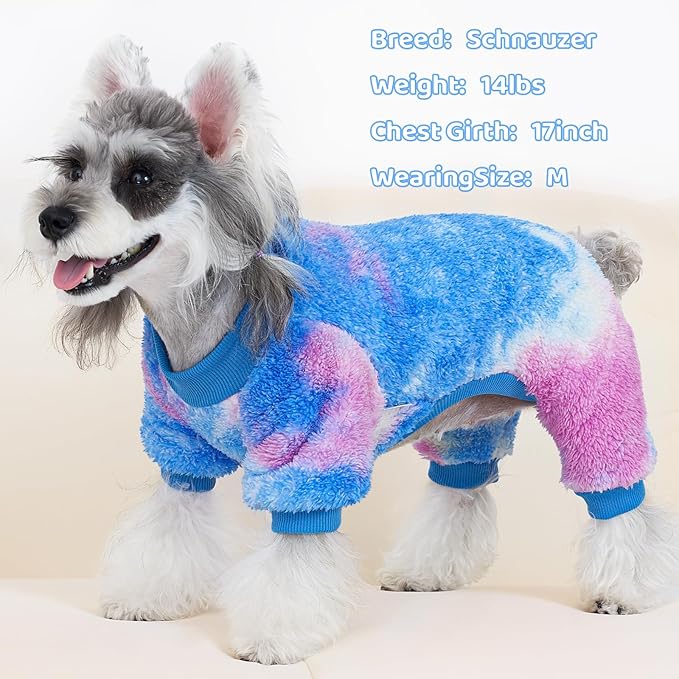 XPUDAC Dog Sweater, Dog Winter Clothes for Small Medium Dogs Girl Boy Fleece Doggy Pajamas for Winter Christmas, Tie-Dye01, Small