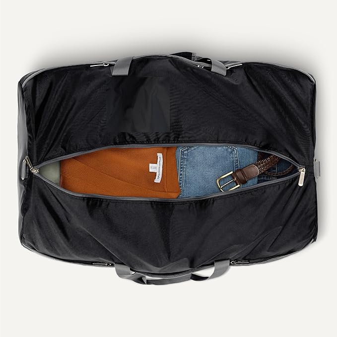 Amazon Essentials 32.4" Extra Large Foldable Nylon Duffel Bag for Travel/Storage with Zippered Pockets, 9254 Cubic Inch (150L), 50-LBS Capacity, Black (Previously Amazon Basics)