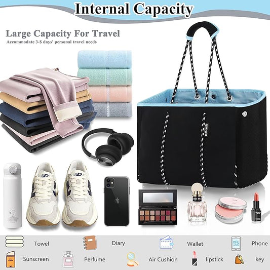 QOGiR Neoprene Multipurpose Beach Bag Tote with Inner Zipper Pocket … … … …