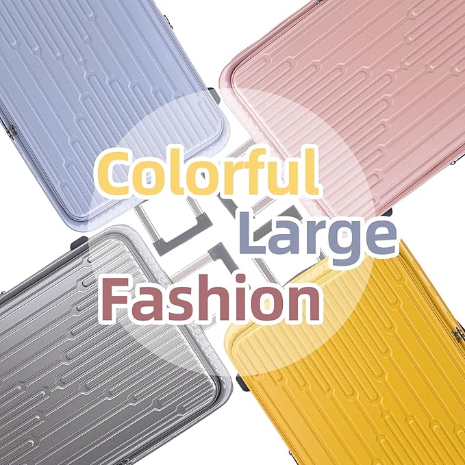 2 Pieces 20/29 Luggage Sets, 20 Inch Cabin Luggage with Front Pocket & 29 Inch Side Opening Suitcase, Ligthweight ABS+PC Hardshell, Pink