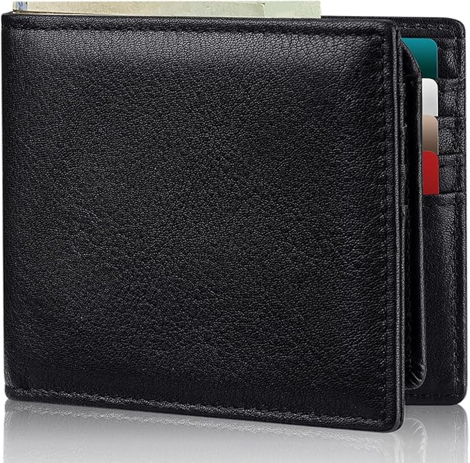 Artpaxy Mens Wallet Bifold Genuine Leather RFID Blocking Wallet for Men with 2 ID Windows 11 Card Holders 2 cash pockets 1 Gift Box