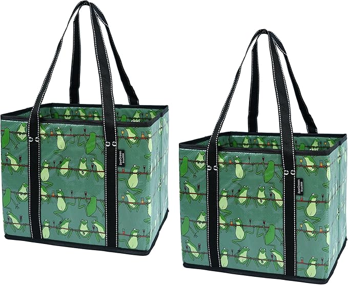 BeeGreen Large Waterproof Reusable Bags Christmas Heavy Duty Shopping Tote for Groceries Pool Gift with Webbing Handles