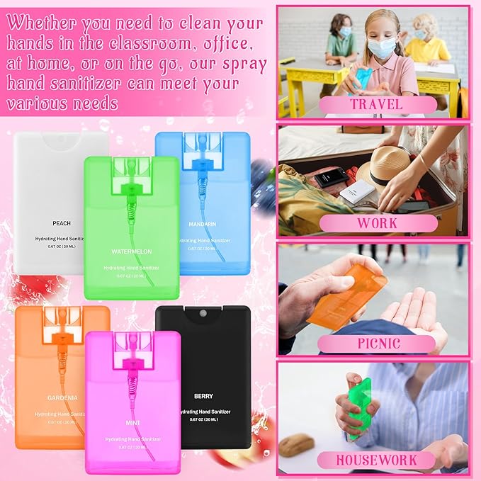 24 Pcs Hand Sanitizer Spray Bulk Travel Size Hand Sanitizer Mist Hydrating Mini Pocket Sprayer Mist Refillable Appreciation Gifts for Women Teacher Coworker New Year Gifts