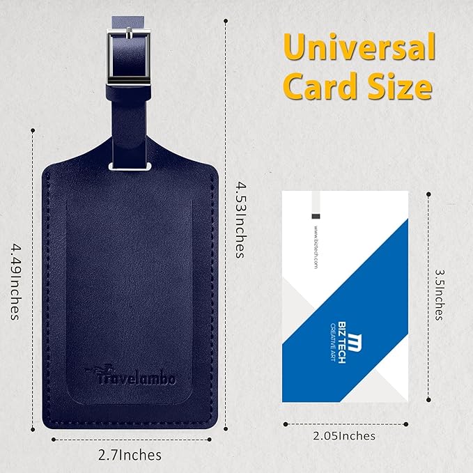 Travelambo 16 Pack Luggage Tags Faux Leather for Suitcases Travel Bag Labels with Protection Cover ID (Deep Blue)