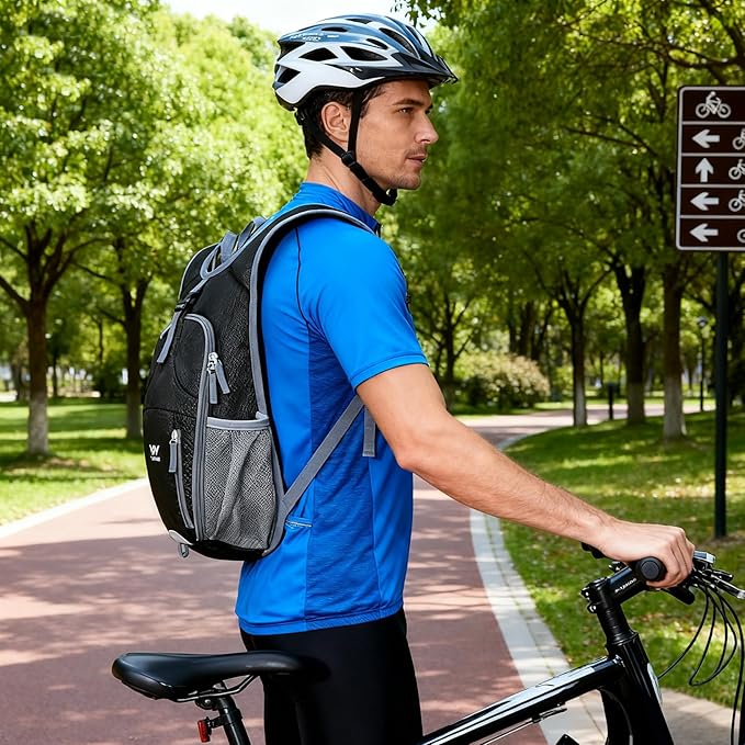 15L Foldable Hiking Backpack,Lightweight Packable Waterproof Machine Washable Daypack with Chest Strap,Small Folding Pack for Travel/Walking for Men&Women-0.52LB Black