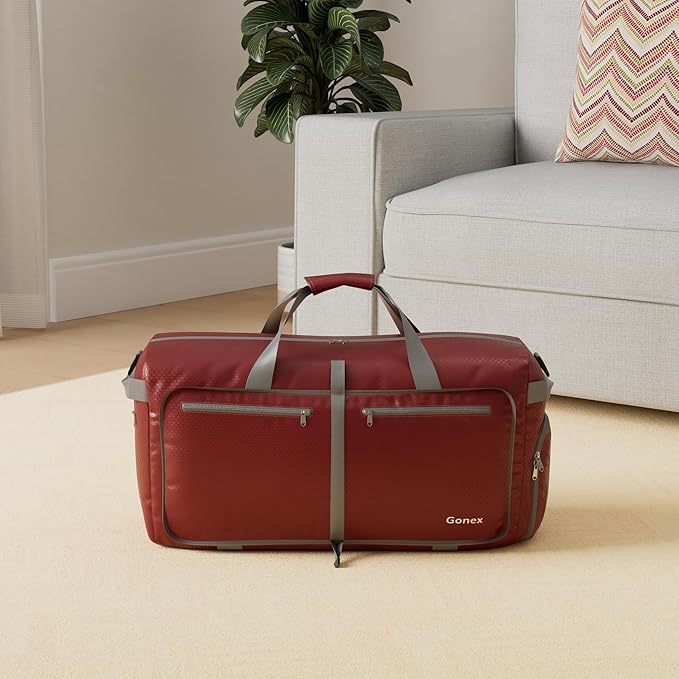 Gonex 40L 60L 80L 100L 150L Large Foldable Travel Duffle Bag with Shoes Compartment, Packable Lightweight Water Repellent Duffel Bag for Camping Gym Weekender Bag