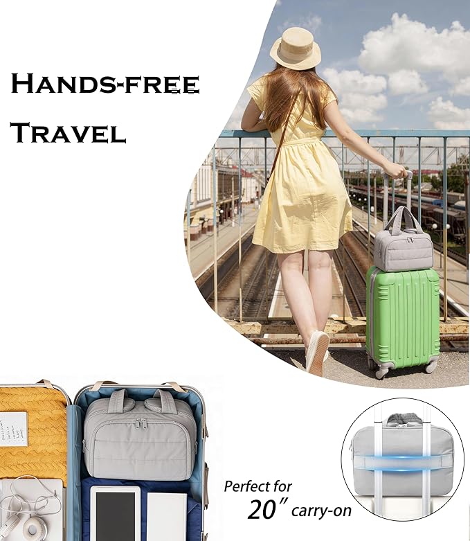 Travel Toiletry Bag for Women, Large Wide-open Puffy Cosmetic Makeup Bag with Wet-Dry Separation, Multi-Pocket Organizer with Carry Handle for Toiletries, Cosmetics, Essentials, Light Grey