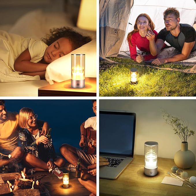 Small Camping Lights,Rechargeable Camping Light,Color Temperature Adjustment Mini Camping Lantern,Portable Camping Lamp with SOS Mode (Silver)