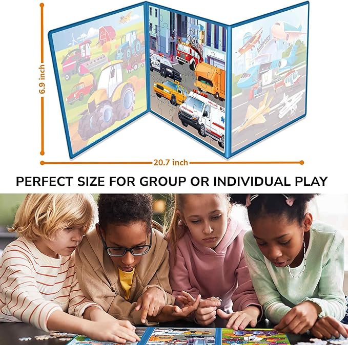 QUOKKA Magnetic Toddler Puzzles Ages 2-4 – 24 Pieces Kids Puzzles Ages 3-5 – Travel Games and Toys for Kids 4-6 Boys and Girls – Learning Transport Car Airplane Road Trip Activities
