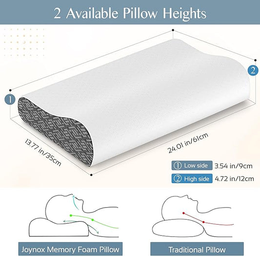 Memory Foam Pillows for Neck Pain Relief, Cooling Neck Pillow for Sleeping, Ergonomic Cervical Neck Support Pillow with Breathable Pillowcase for Side Back Stomach Sleepers