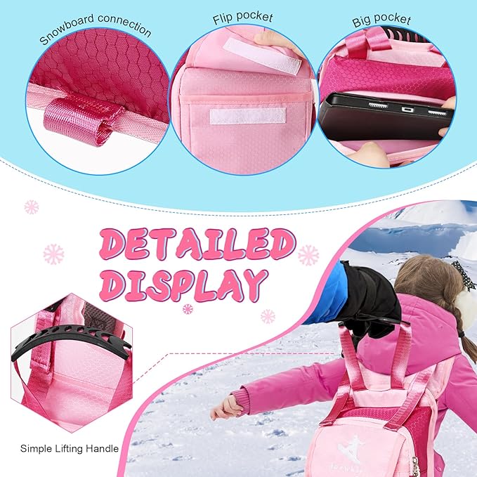 Anewkle Children’s Ski Harness Trainer Snowboard Anti-fall Traction Belt Beginner Ski Auxiliary Bag with Safety Belt Kid’s Ski Backpack with Speed Control Harness