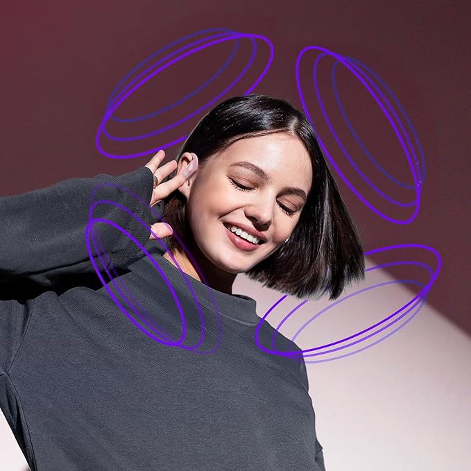 occiam Active Noise Cancelling Wireless Earbuds Bluetooth Headphones Ear Buds 96Hrs Playback Clear Call Waterproof Earphones with Ear Hook Microphones for Sport Running (Pink Standard)
