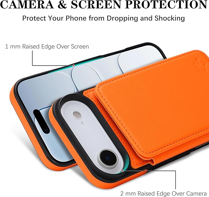 GUERNICA for iPhone 17 Air (6.7") Case Wallet with Card Holder, RFID Blocking Leather Protection, Shockproof Women Men Phone Case for iPhone Air, Orange