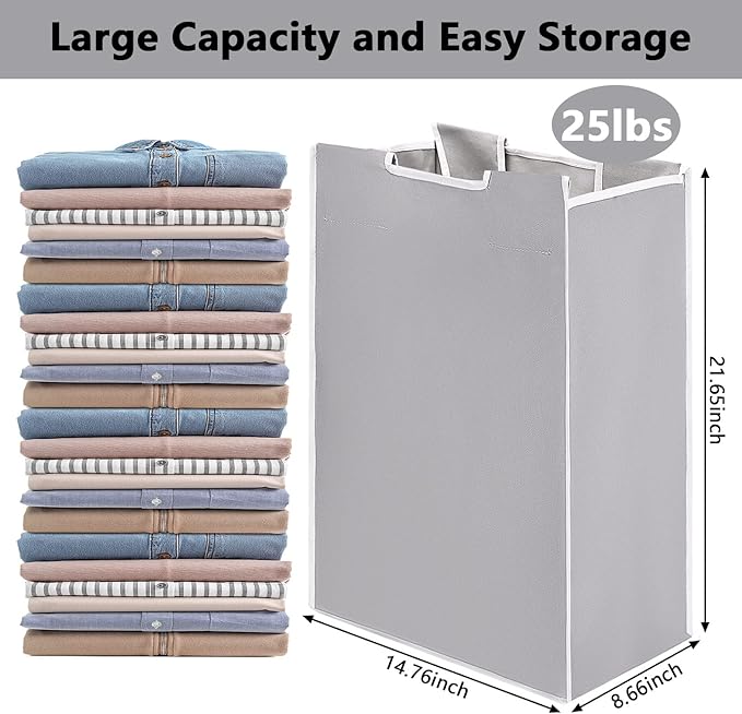 Bonuci 3 Pcs Laundry Sorter Replacement Bags Hamper Cart Removable Replacement Laundry Storage Organizer Bag Hamper Liner, No Hooks 14.76 x 8.66 x 21.65 Inch (Gray)