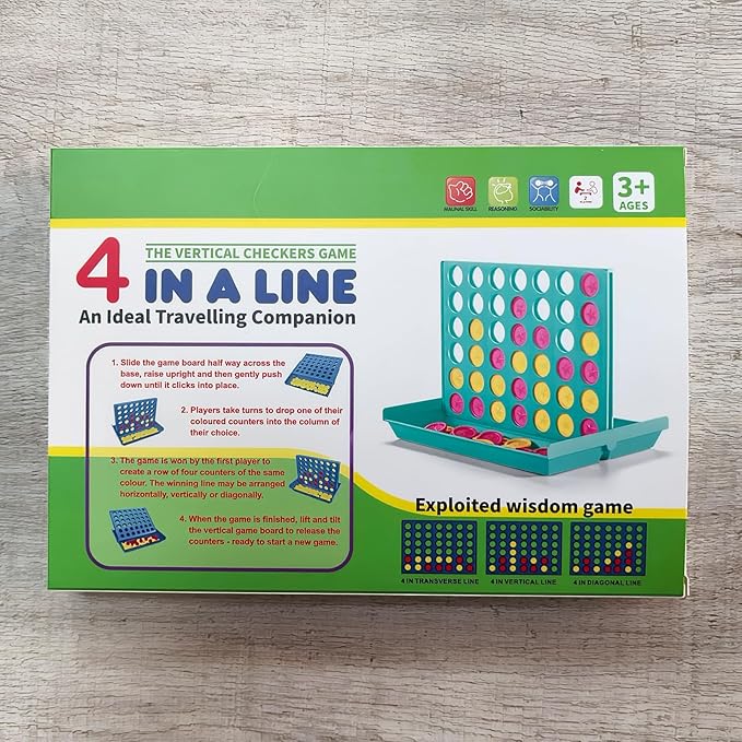 4-Pack Mini Pocket Sized 4 in a Row Board Game for Kids Ages 3+, Perfect Party Bag Fillers for Kid Classroom Prizes Rewards Unisex Kids Party Favour Toy Stocking Fillers Boys Girls