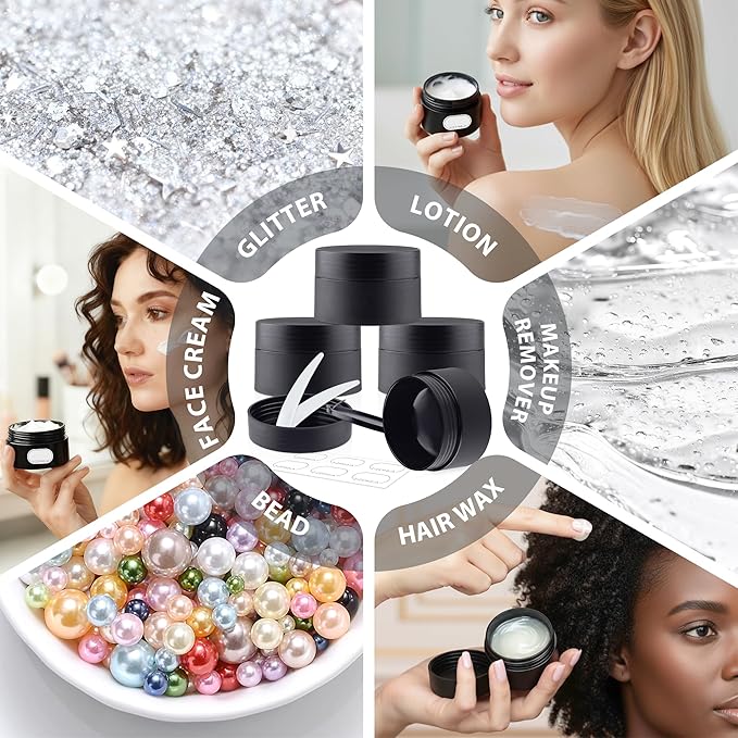 Plastic Jars Containers 4 Pack, 50g Travel Size Container Jars with Lids, Ideal for Makeup Cosmetics Lip Balm Salve Sample Cream and Beauty Lotion