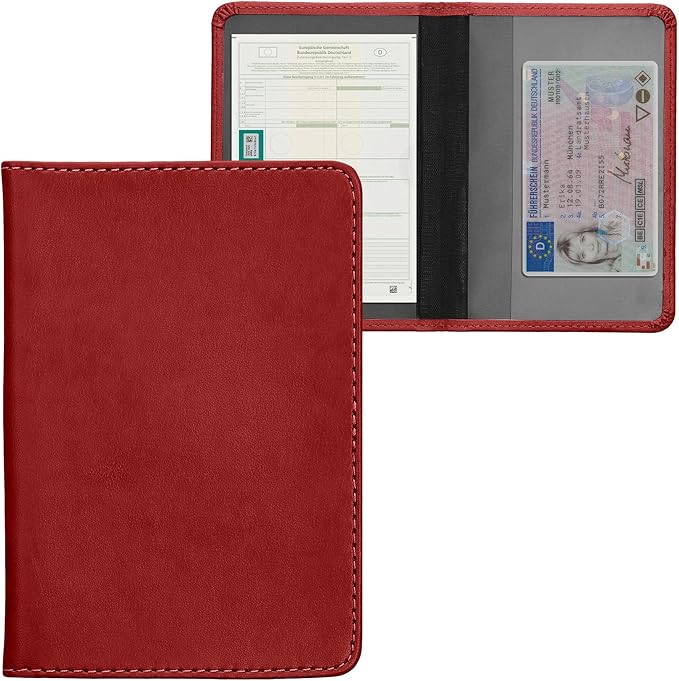 kwmobile Registration and Insurance Holder - Car Document Holder for Vehicle Documents and Cards - PU Leather - Black