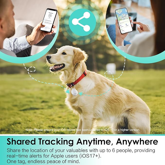 Air Tracker Tags-4 Pack: Bluetooth Tracker Works with Apple Find My (iOS Only), Key Finder and Smart Tag Locator for Luggage, Backpack, Suitcases, Pets, Replaceable Battery(Black)