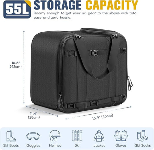 findway Ski Boot Bag, 55L Ski Boot bag Backpack 1680D Waterproof for Skis, Ski Helmet, Ski Boots, Snowboard & Accessories