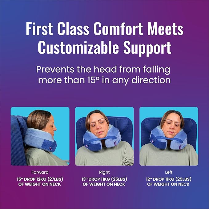Cabeau Best Neck Pillow for Travel – Evolution Earth Deluxe – 360° Head, Neck and Chin Support for Sleeping – Sustainable Memory Foam - Removable, Washable Cover with Compact Carrying Case (Wind)