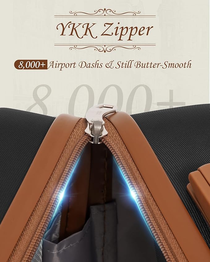 TAKUMI Luggage Sets 5 Piece Lightweight Carry On luggage with Duffel Bag ABS+PC Hardshell Suitcases with YKK zippers Double Spinner Wheels Travel Luggage with TSA Lock(BLACK BROWN, 5 PIECE SET)